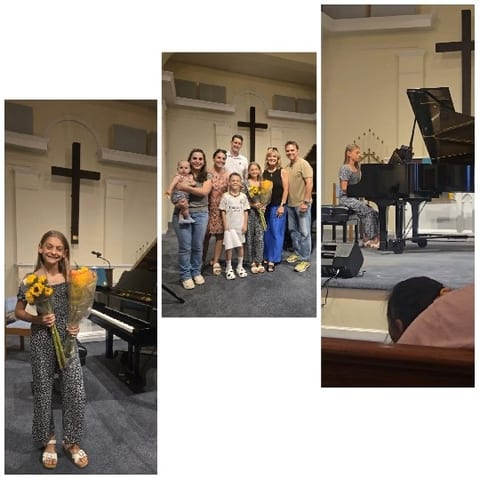 Girl with Flowers and Piano