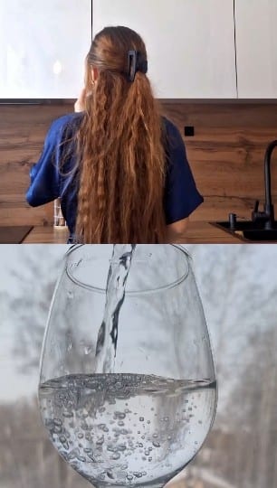 Woman in Kitchen and Water Pouring