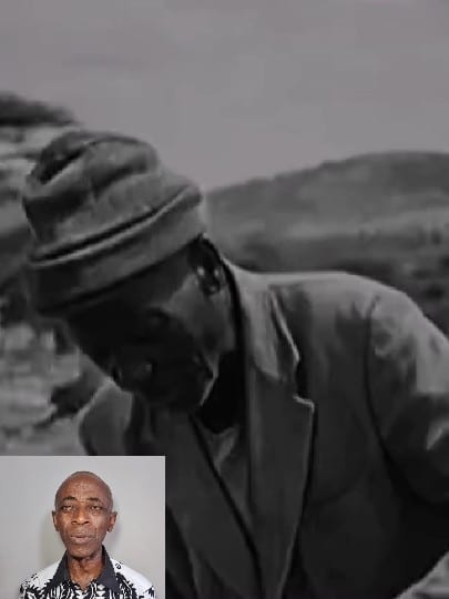 Older Man Outdoors with Portrait