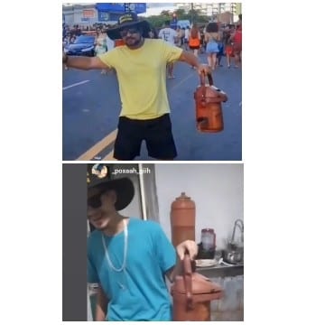 Two Men with Metal Containers