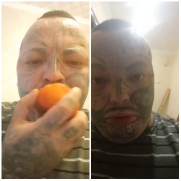 Facial Tattoos with an Orange