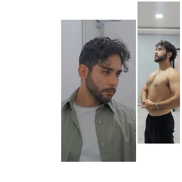 Man Posing in Two Outfits
