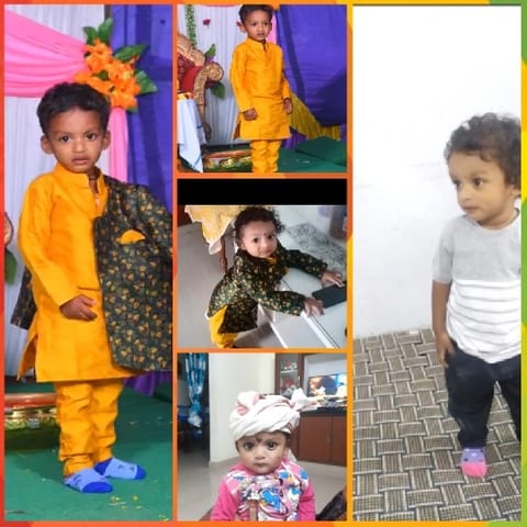 Child in Traditional and Casual Attire