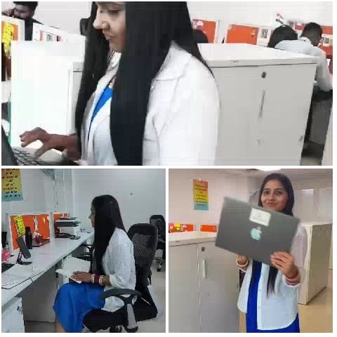 Woman in Office Using Technology