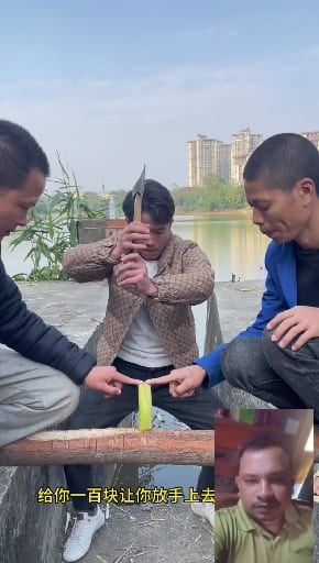 Men Preparing Cucumber Outdoors