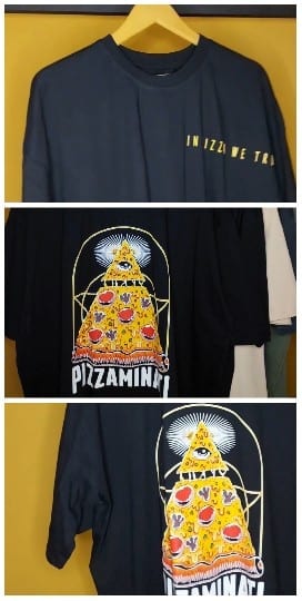 Stylized Pizza T-Shirt Display