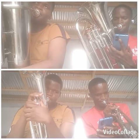Young Musicians Playing Brass Instruments