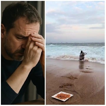 Thoughtful Moment and Beach Scene