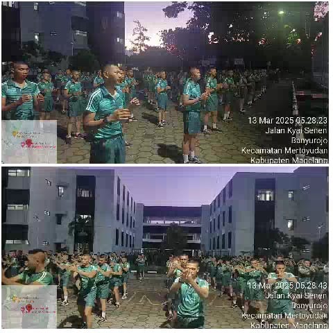 People Exercising Outdoors in Courtyard