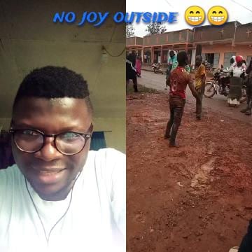Smiling Man And Muddy Street Scene