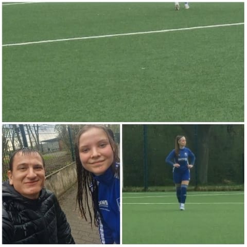Soccer Field and Family in Sportswear