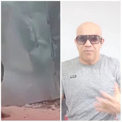Metal Surface and Sunglasses Wearer