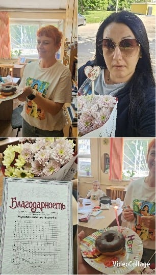 Images of People with Food and Flowers