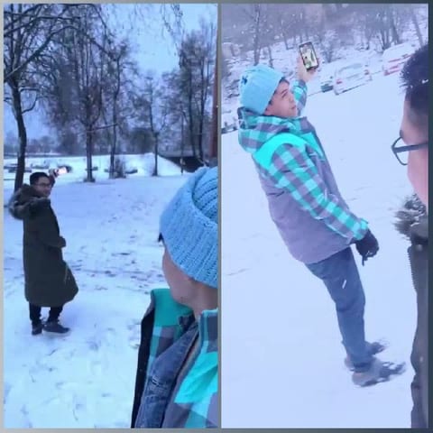 Winter Selfie Amid Snow
