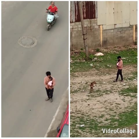 Road Scene with Child and Scooter