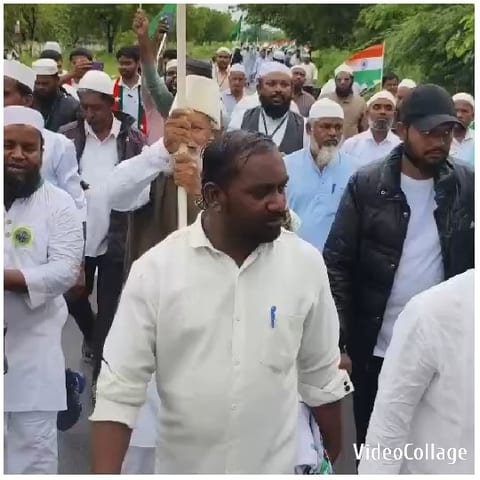 Outdoor Rally with Indian Flags