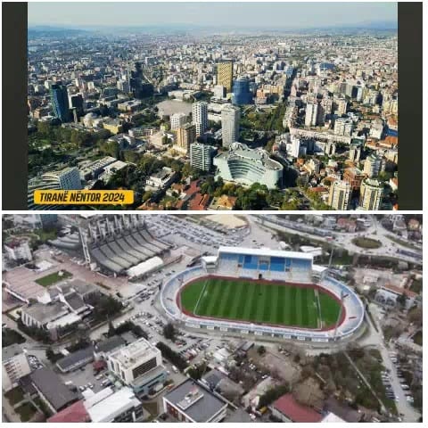 Aerial View of City and Stadium