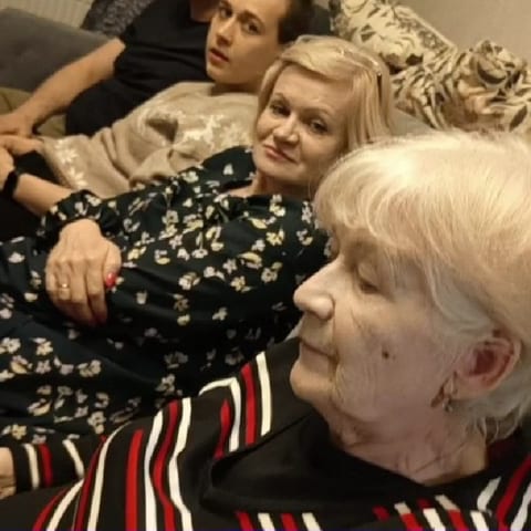 Three People on Couch