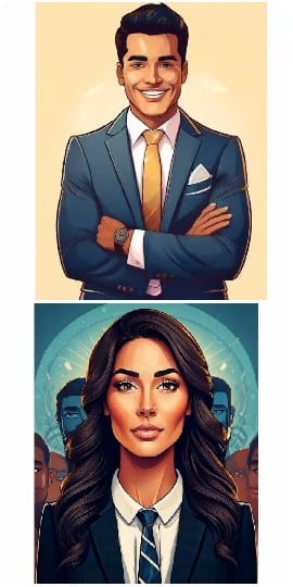 Smiling Man and Confident Woman
