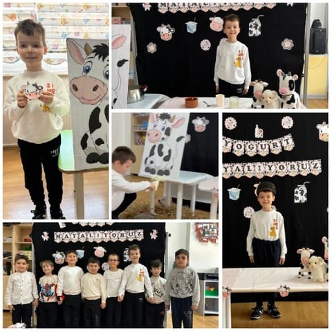 Children with Cow Illustrations in Class
