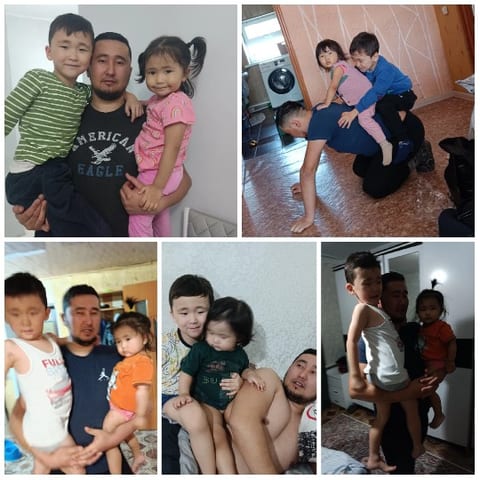Man Playing with Children Indoors