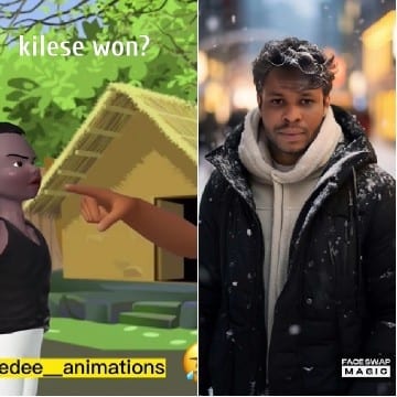 Animated Character and Snowy Man