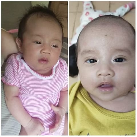 Two Babies in Different Outfits