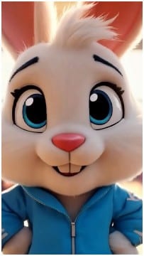 Cartoon Rabbit with Blue Eyes