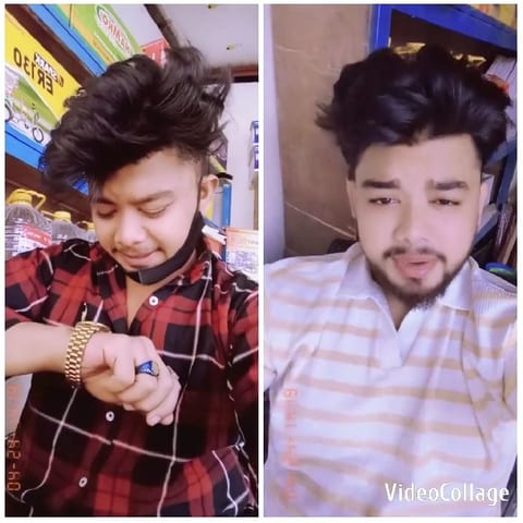 Person in Two Different Outfits