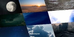 Nature Scenes with Full Moon and Sunrise