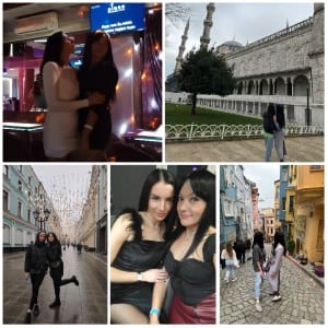 People at Club and Historical Building
