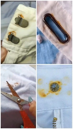 Rusty Hardware on Clothing
