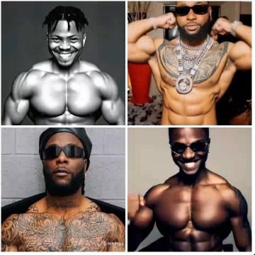 Muscular Men Posing with Tattoos