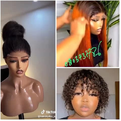 Wigs Displayed on Mannequin and Person