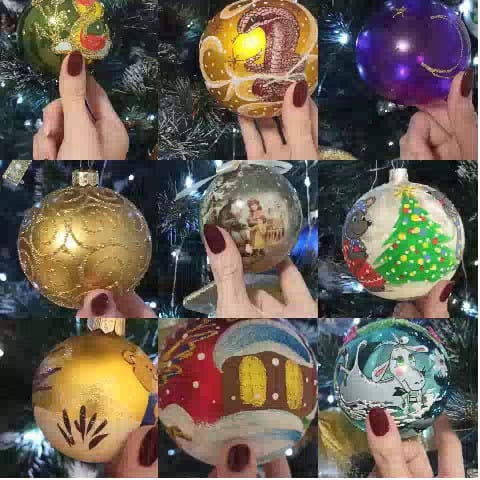 Colorful Christmas Ornaments on Tree