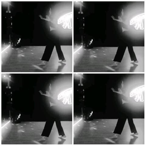 Dancer on Stage with Bear Outline