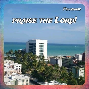 Coastal Cityscape with Colorful Text