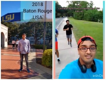 LSU Sign and Jogging Scene