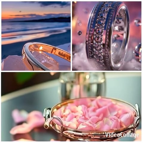 Rings and Rose Petals at Sunset