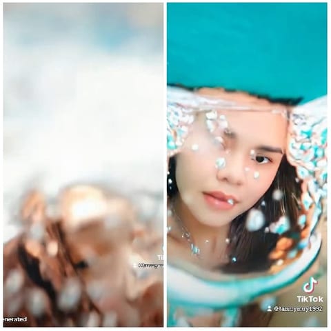 Underwater Person and Blurred Shapes