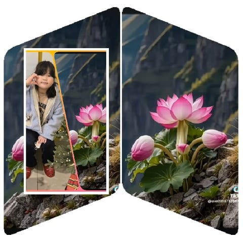 Child with Peace Sign Outdoors