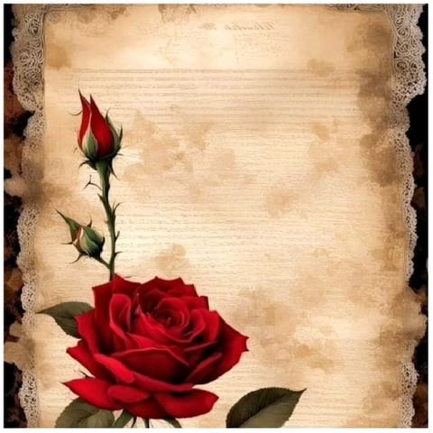 Vintage Background with Red Rose