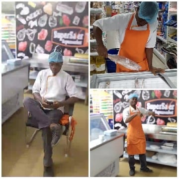 Store Employee Handling Fish