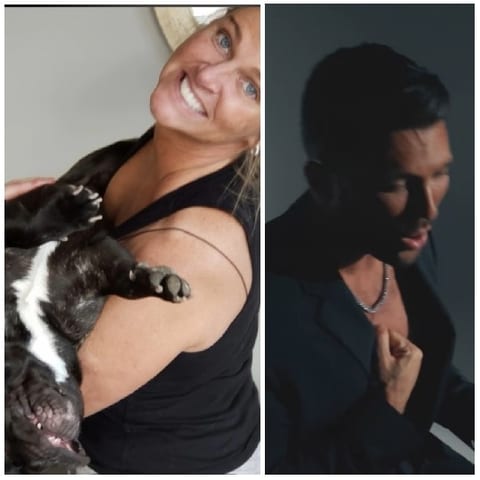 Smiling Woman with Relaxed Dog