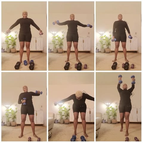 Person Working Out with Dumbbells Indoors