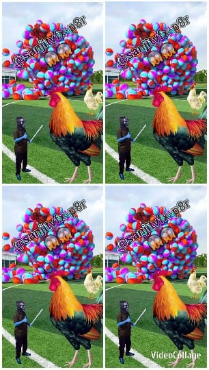 Whimsical Scene with Rooster and Balloons
