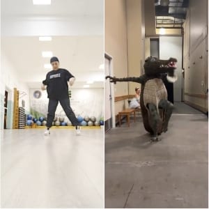 Dancer in Gym and Playful Costume