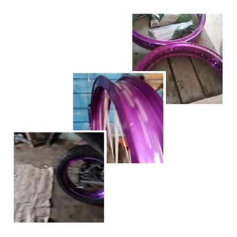 Purple Motorcycle Rims Display