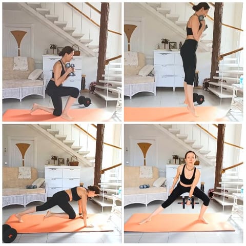 Woman Exercising with Dumbbells