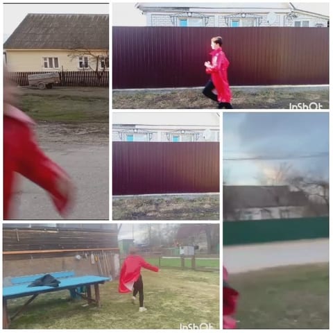 Person in Red Cape Outdoors
